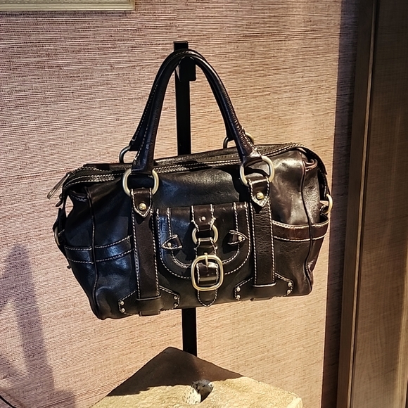 CELINE LEATHER SATCHEL - Picture 1 of 6